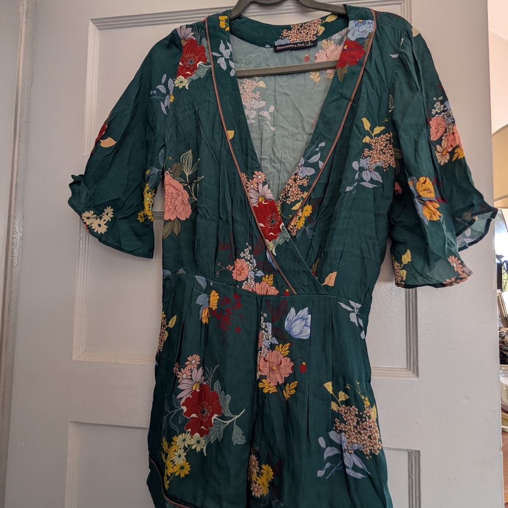 Abercrombie & Fitch Floral Green Romper